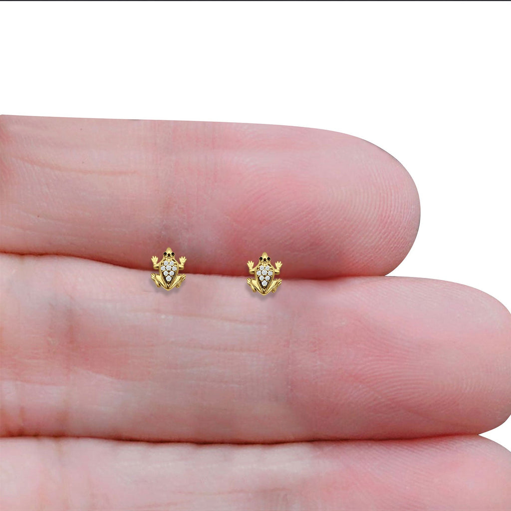 14K Yellow Gold Frog Stud Earrings U855183