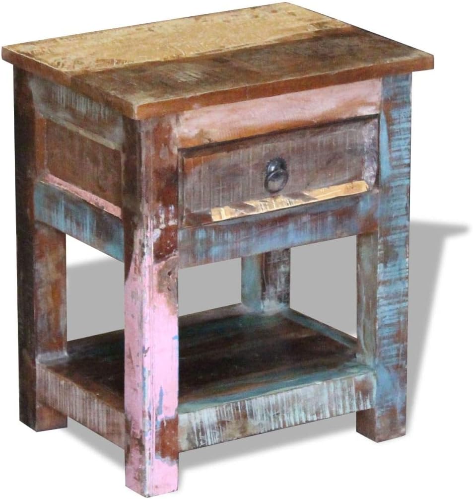 Solid Reclaimed Wood Side End Table with 1 Drawer V567700