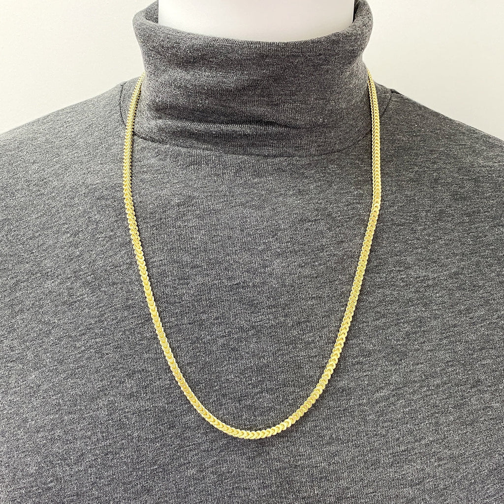 18K Gold Over Silver Hollow Franco Chain Necklace 20"-30" P666