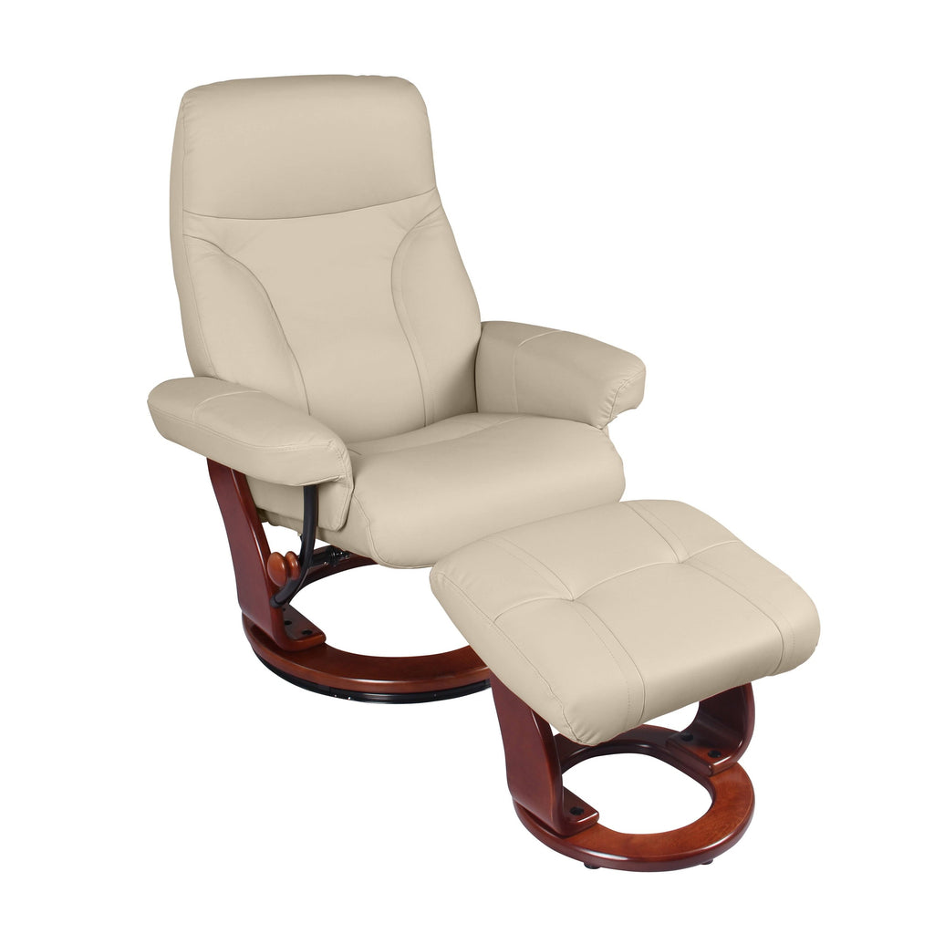 Taupe Leather Recliner and Ottoman R197075