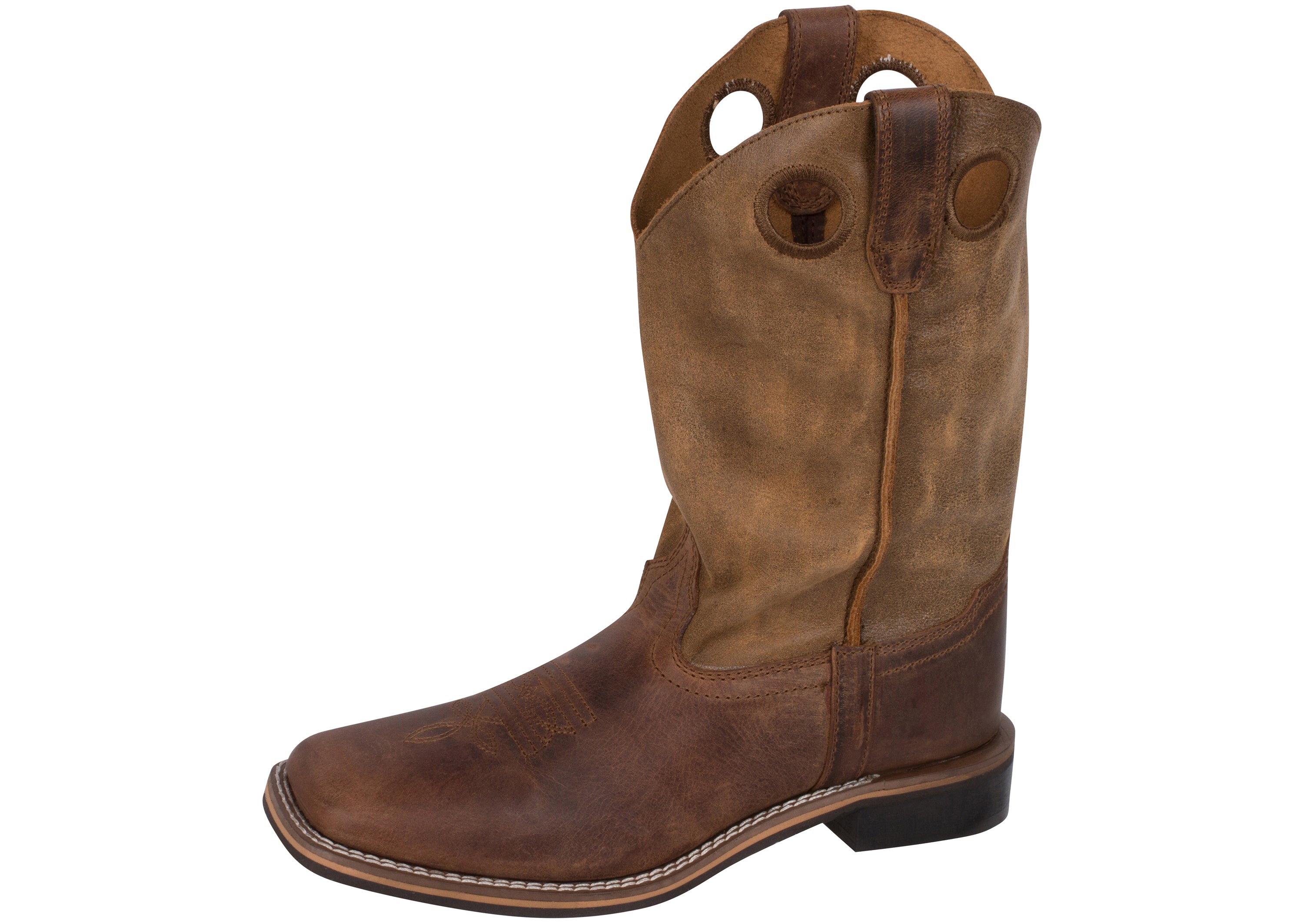 Distressed Brown Square Toe Western Boot F273