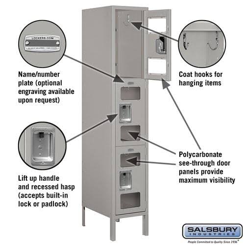 Gray Metal Locker, Triple Tier, 5 Feet High J931