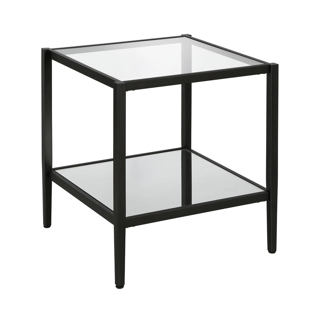 Blackened Bronze 20" Wide Square Side Table with Mirror Shelf C17925