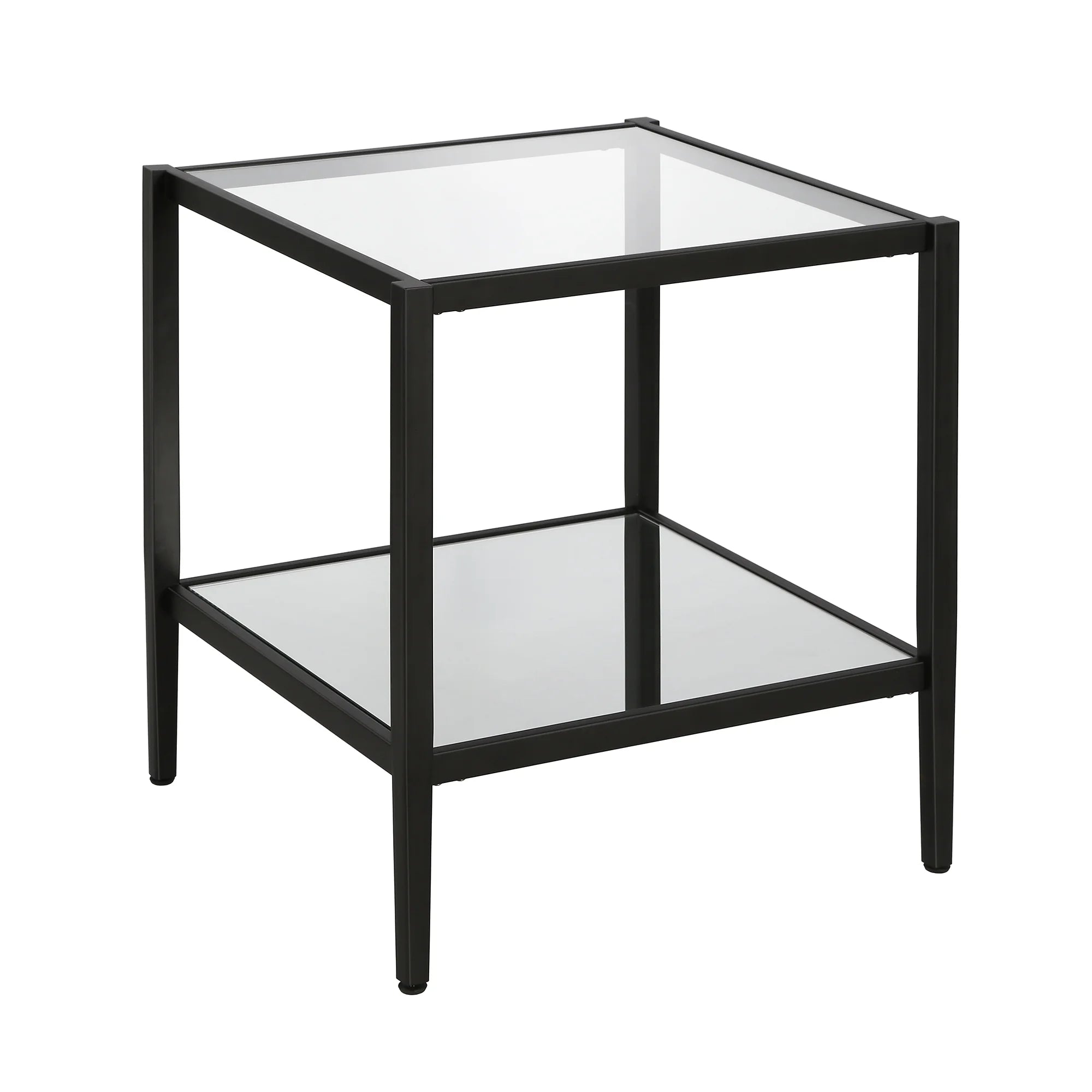 Blackened Bronze 20" Wide Square Side Table with Mirror Shelf C17925