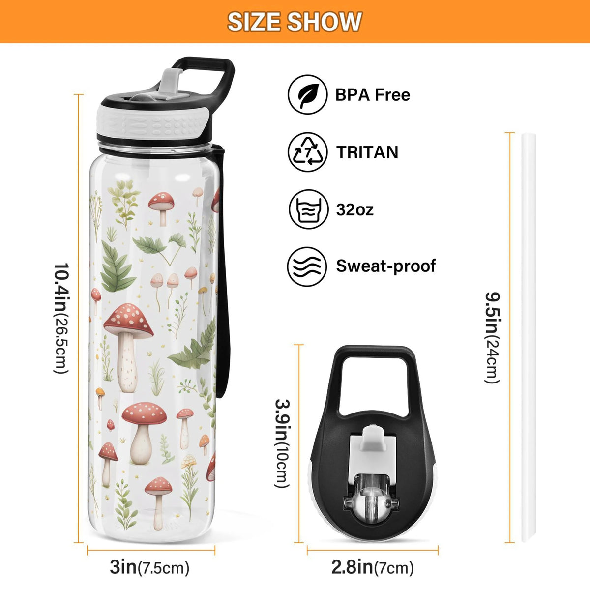 32oz Tritan Water Bottle with Straw B9654