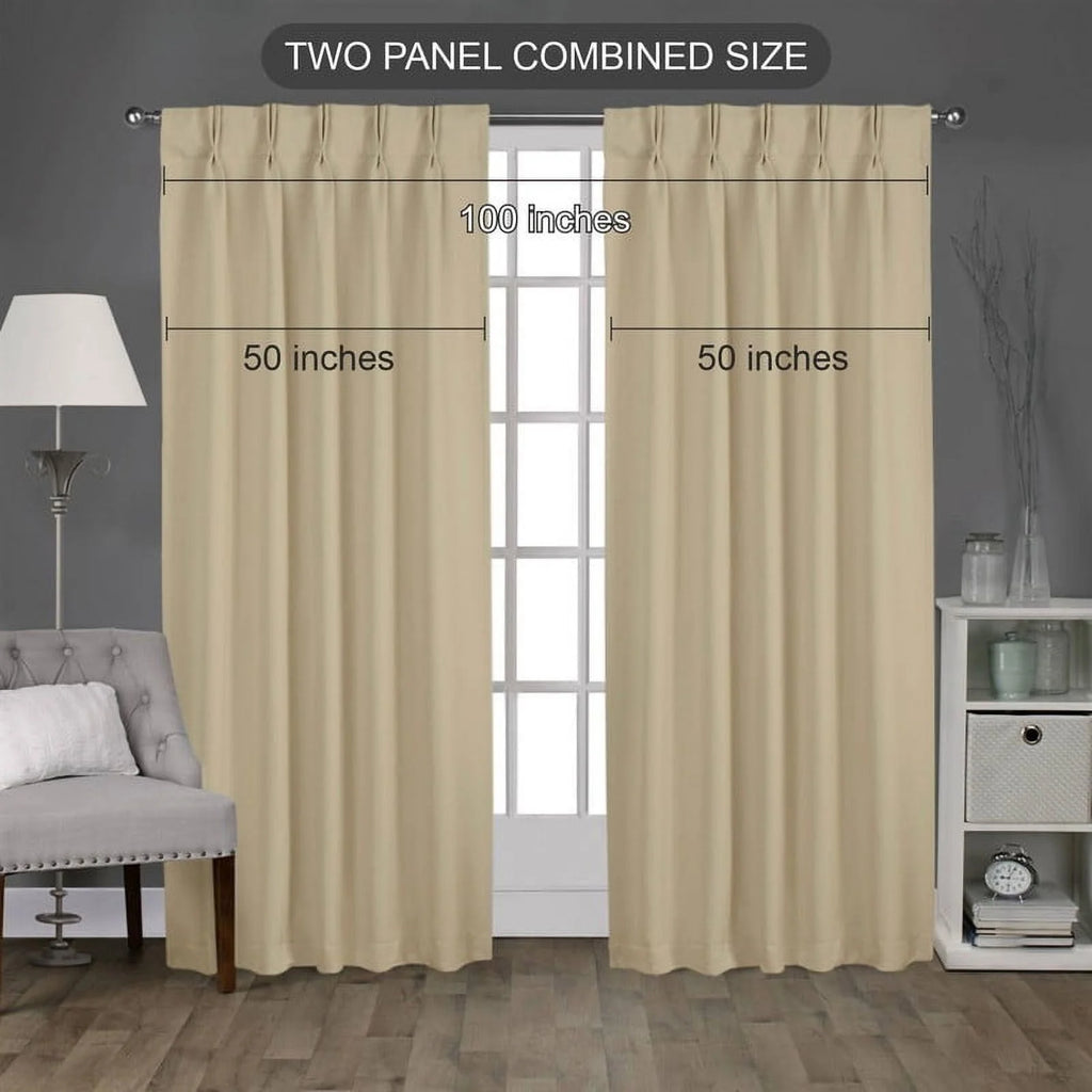 Beige Blackout Curtains 2 Panels W(21"+21") L120 W1818
