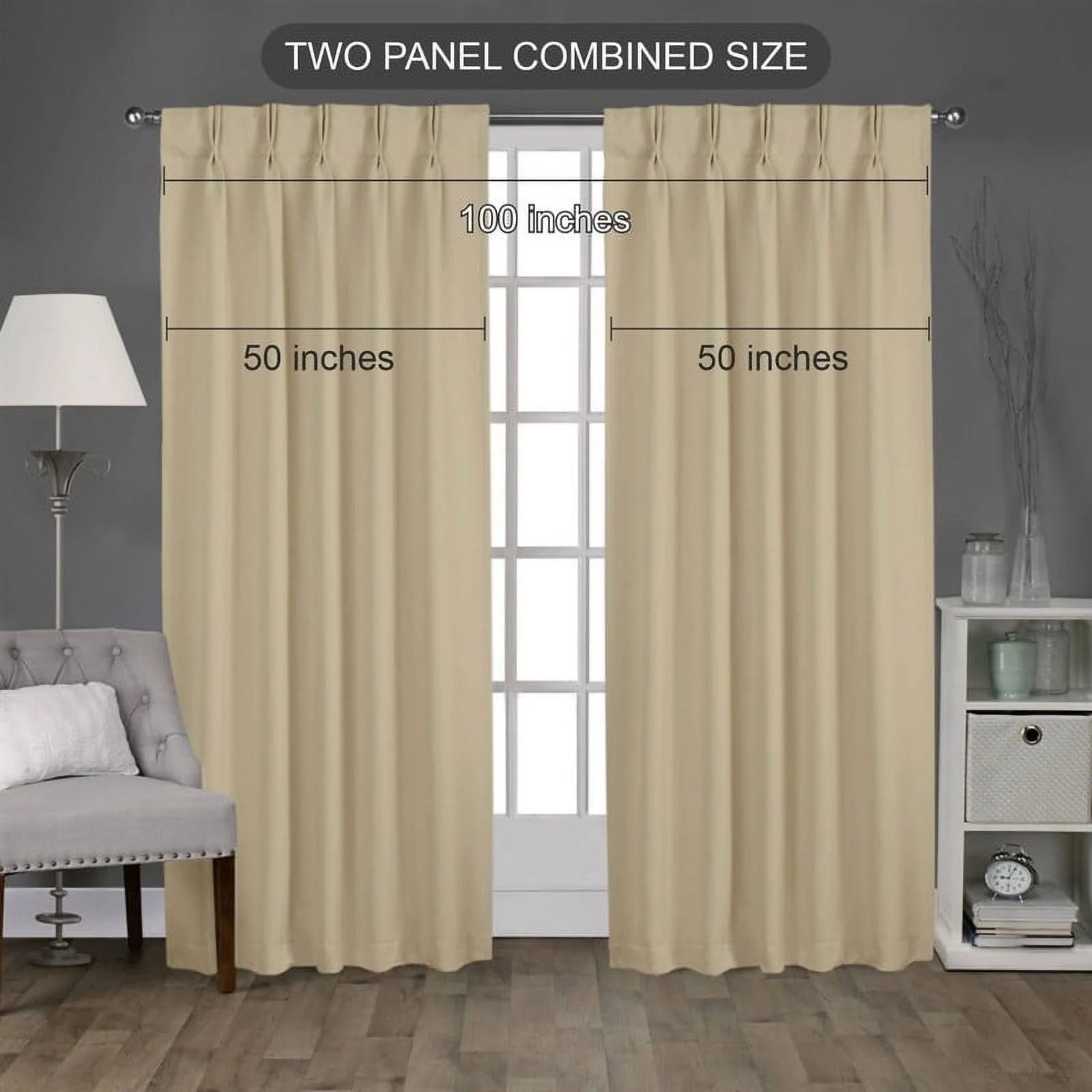 Beige Blackout Curtains 2 Panels W(21"+21") L120 W1818