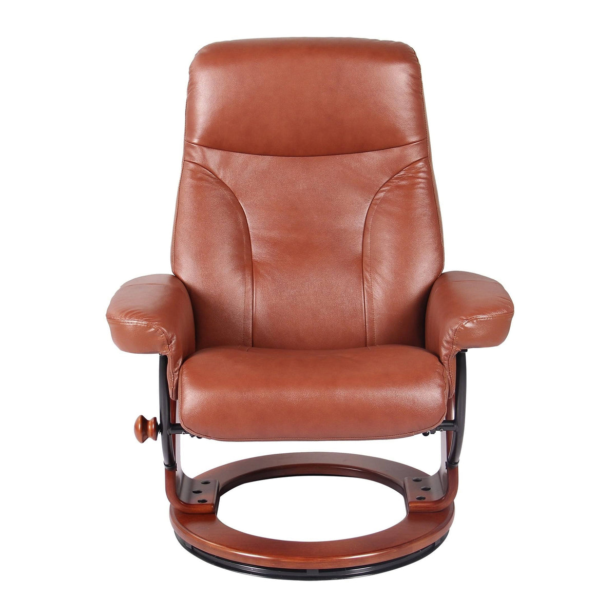 Taupe Leather Recliner and Ottoman R197075