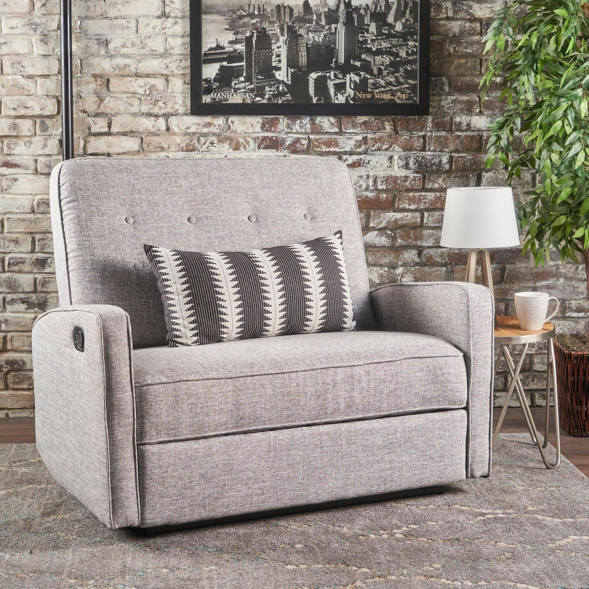 Light Gray Tweed Loveseat Recliner A38329
