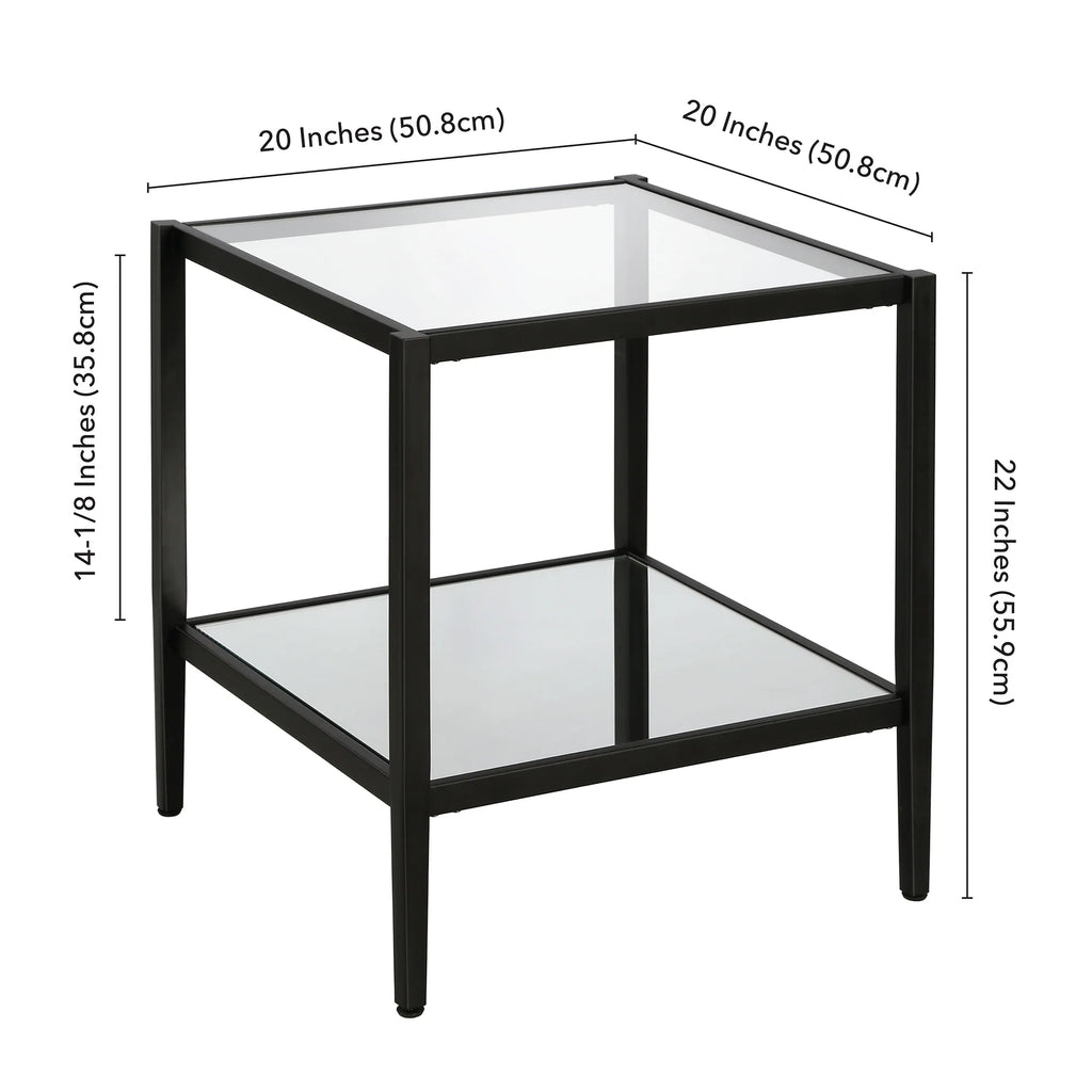 Blackened Bronze 20" Wide Square Side Table with Mirror Shelf C17925