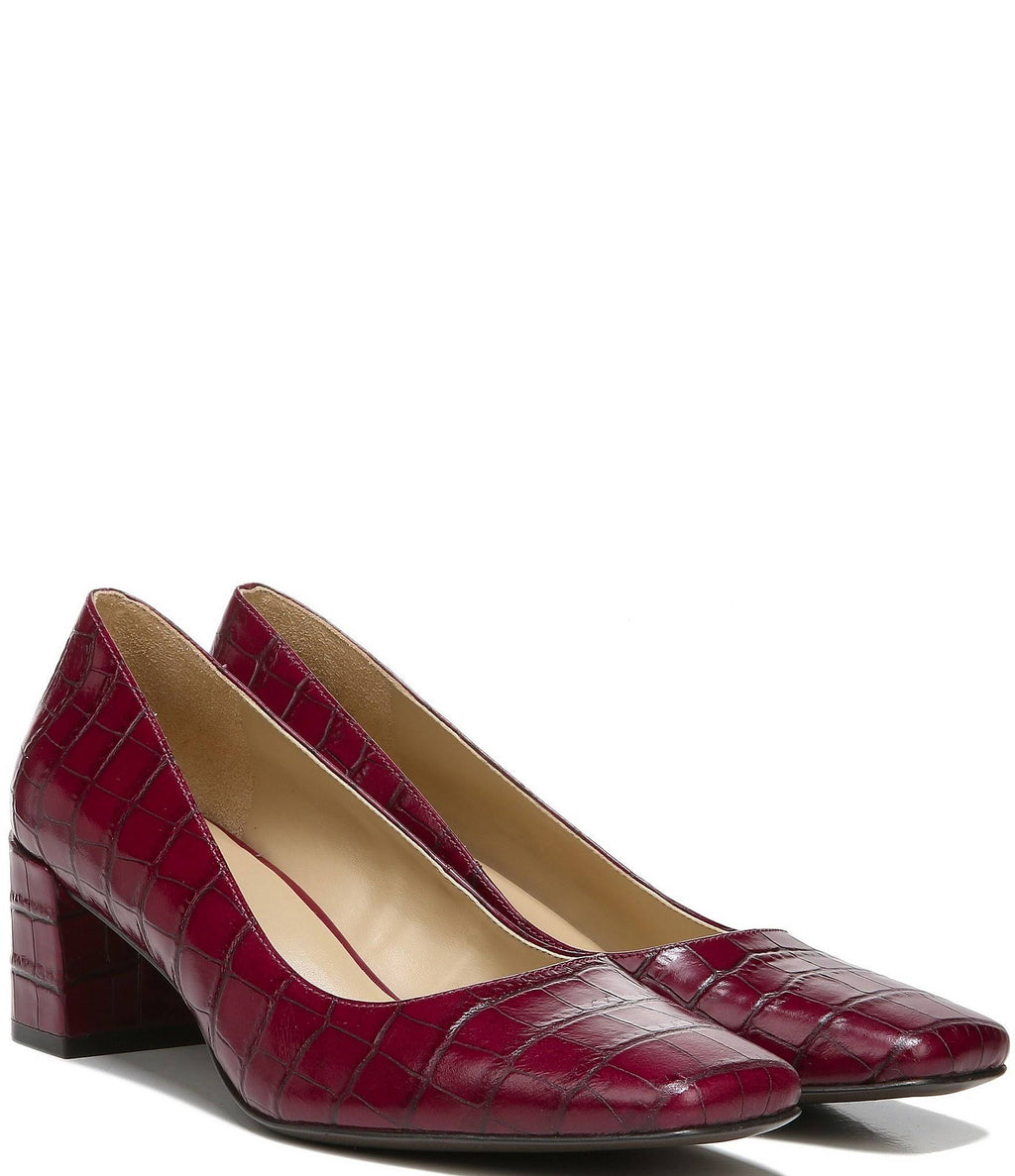 Plum Rouge Croc Leather Pumps P384