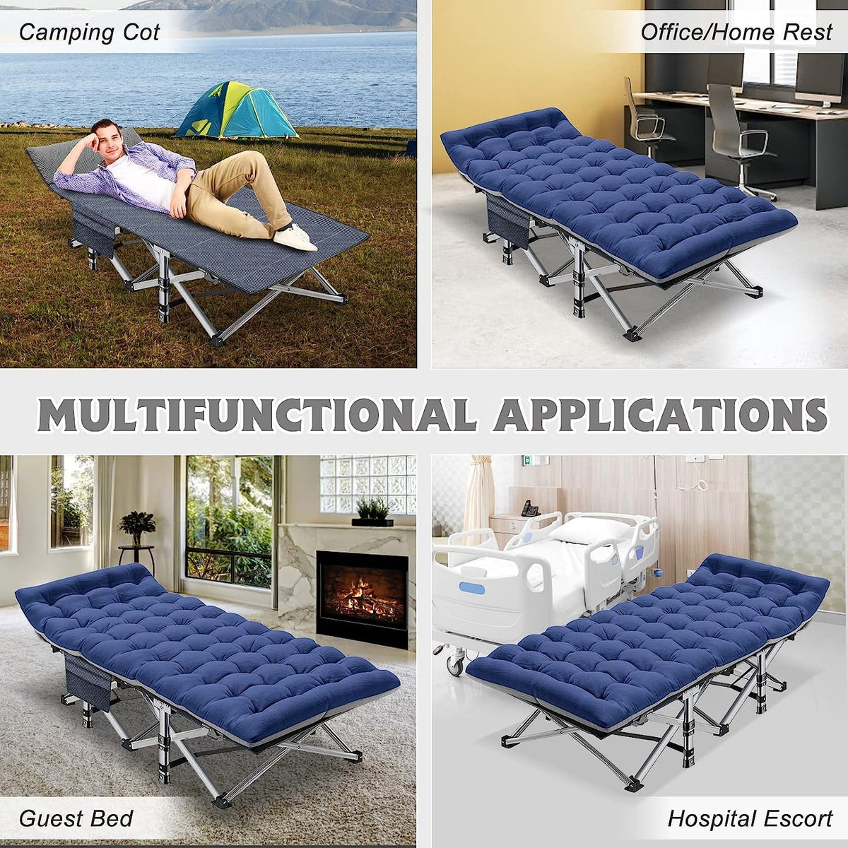 Heavy Duty Folding Camping Cot with Carry Bag U2402