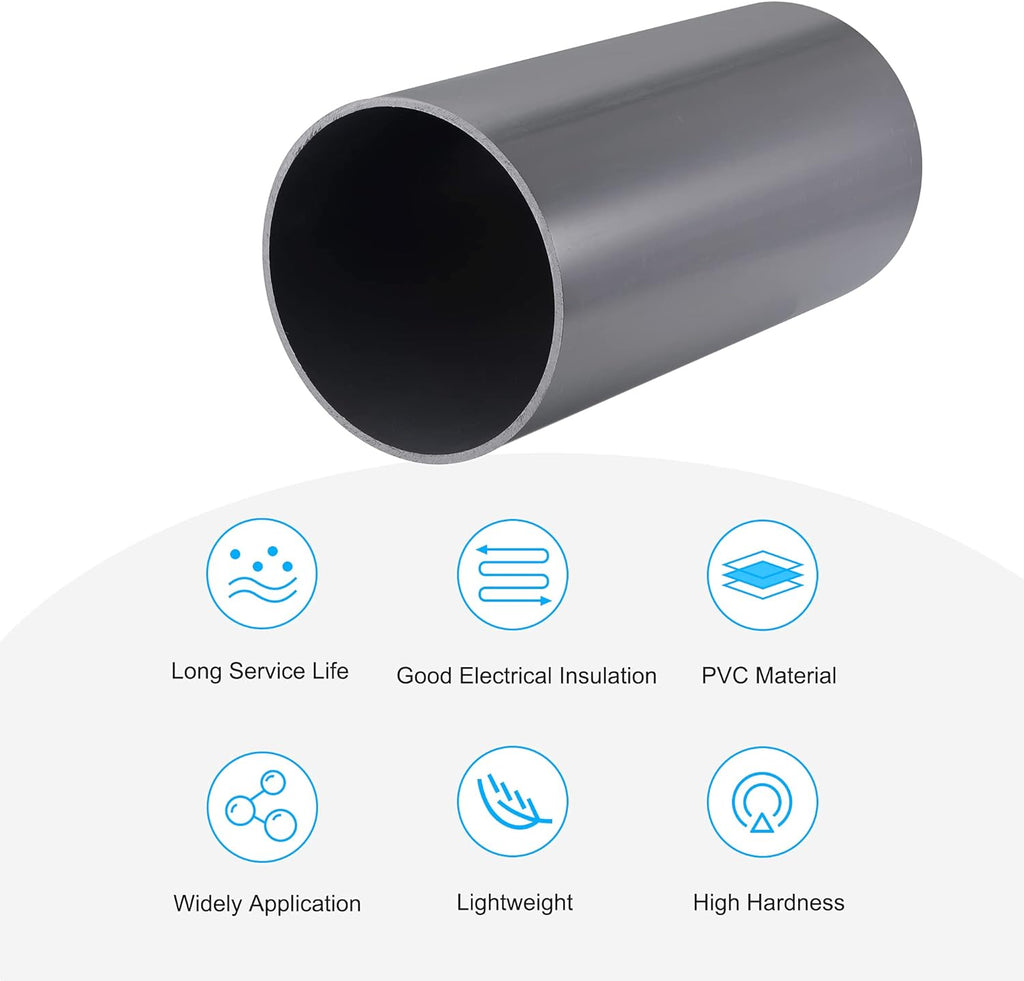 PVC Rigid Round Pipe 6 ID 13 Length Light Grey W69288