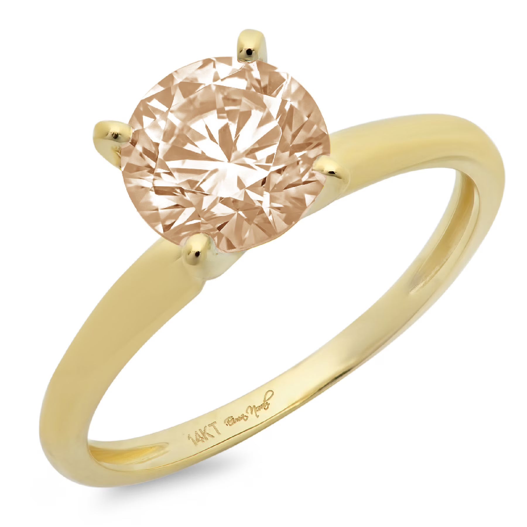 18k yellow gold champagne simulated diamond ring U458