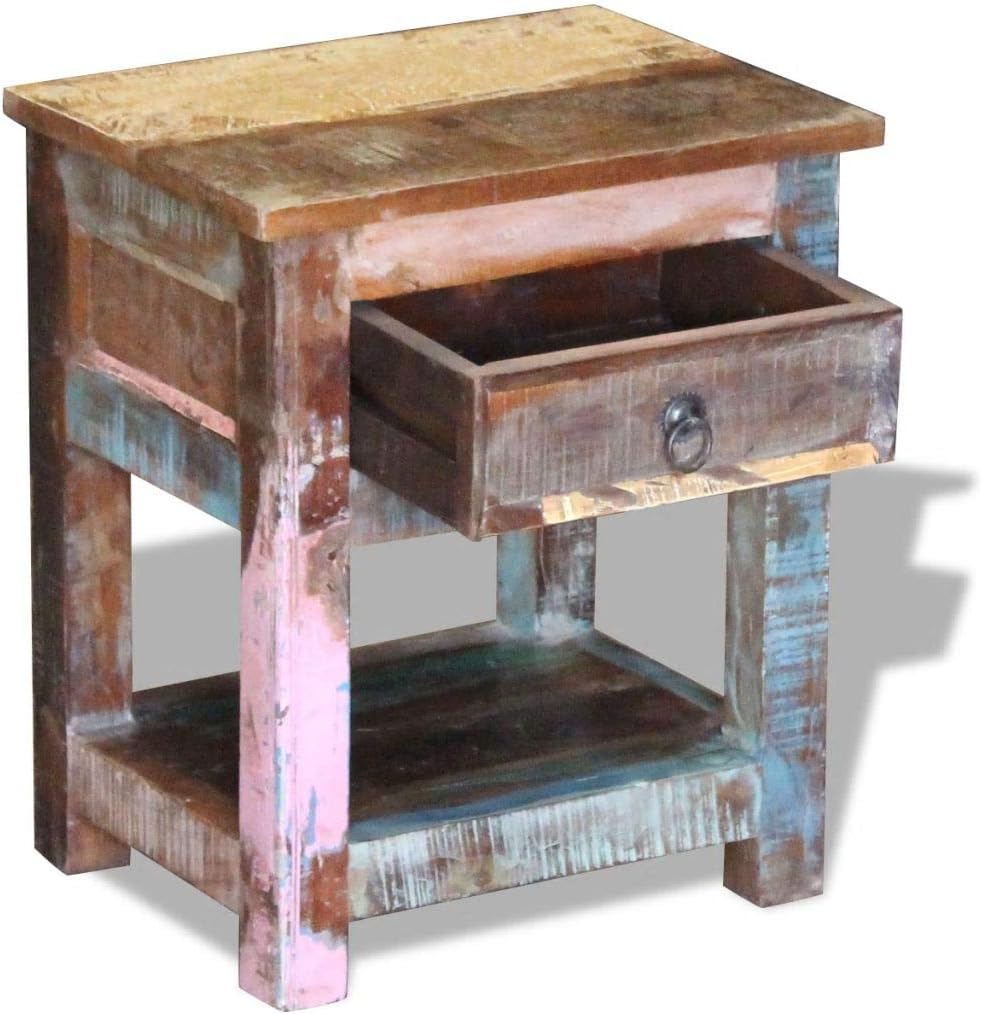 Solid Reclaimed Wood Side End Table with 1 Drawer V567700