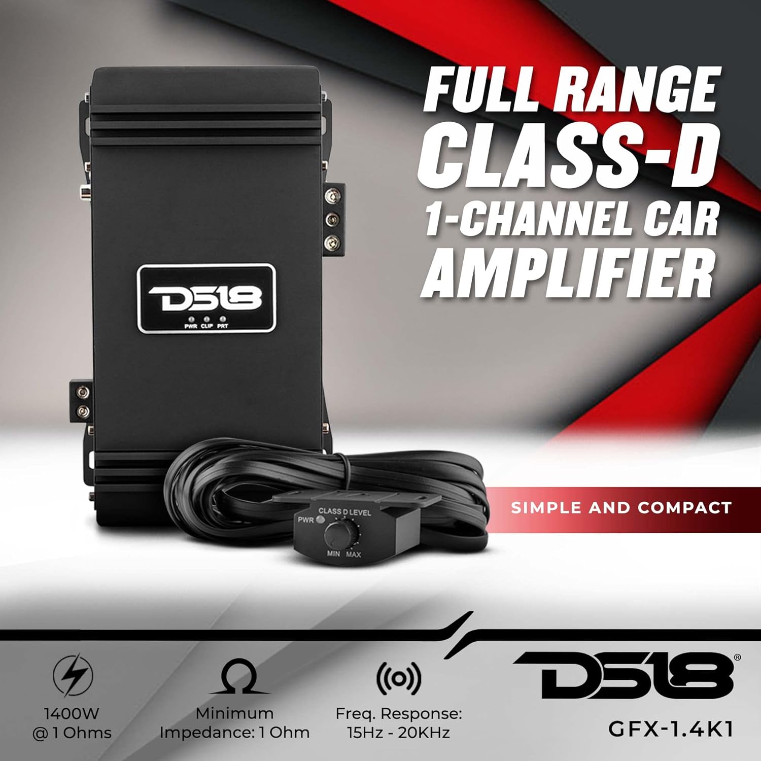 1400 Watts RMS 1-Channel Class D Car Audio Amplifier N582807