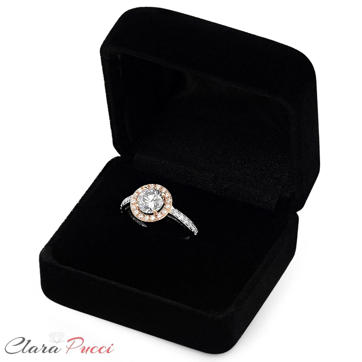 18K White Rose Gold Halo Engagement Ring size 3.5 N41859