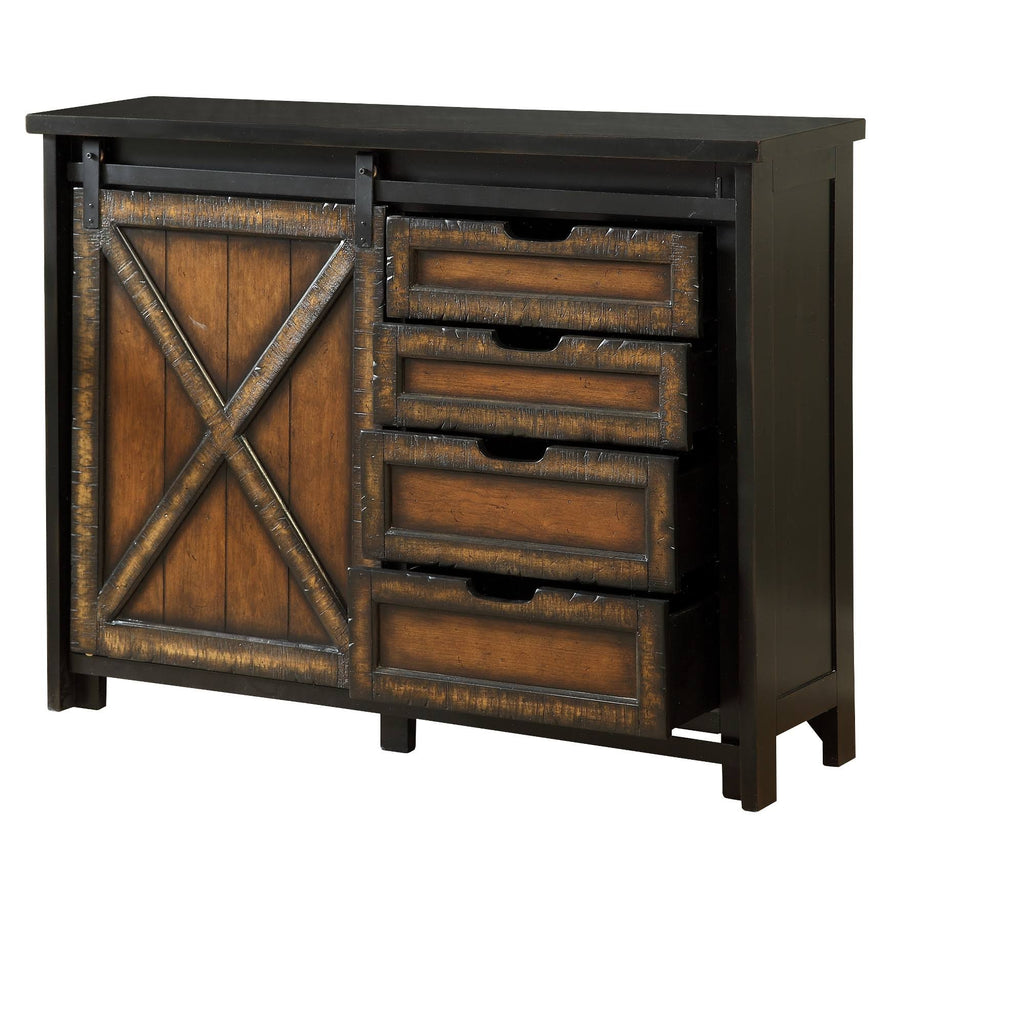 Four Drawer One Sliding Door Media Cabinet B951