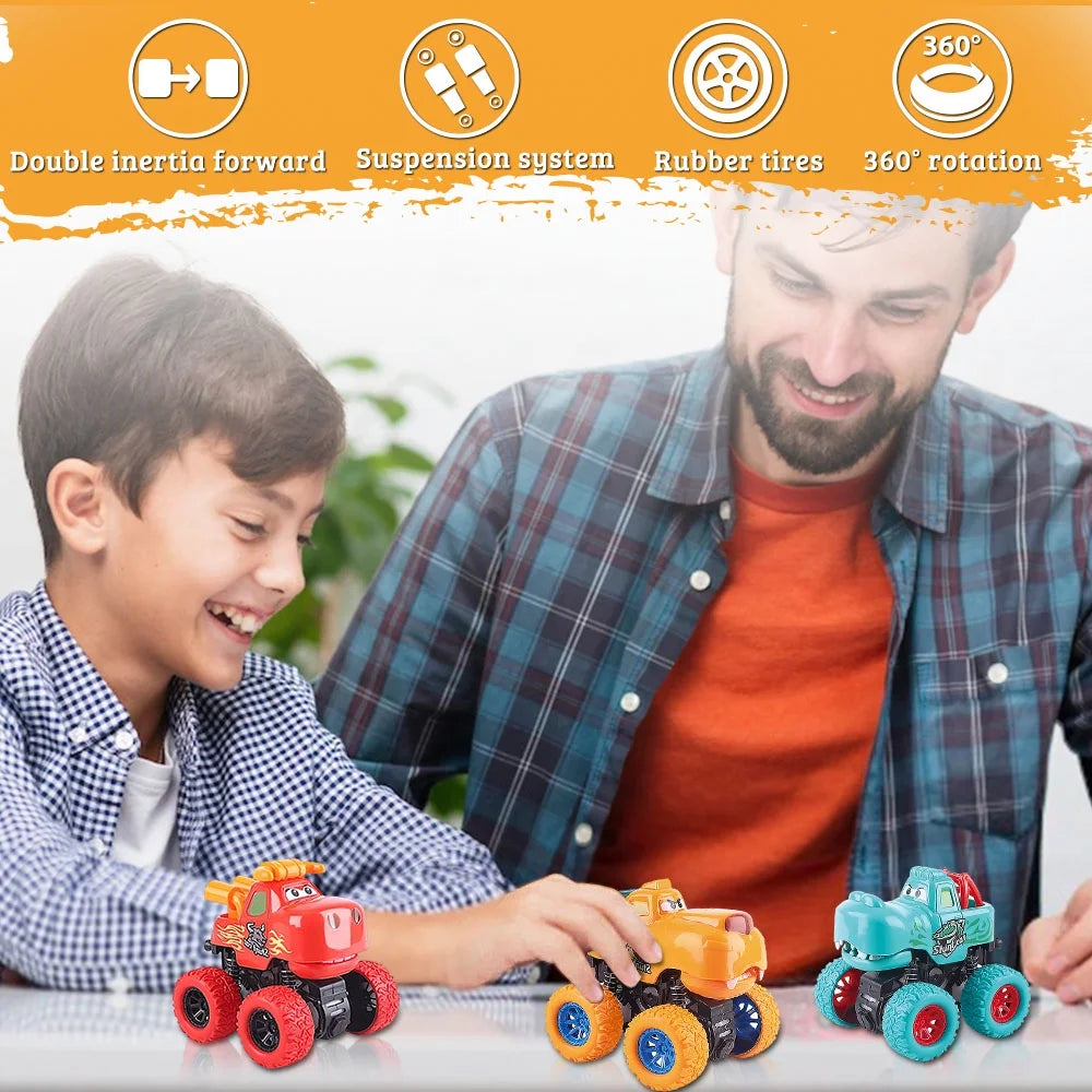 Monster Truck Toy Set with Pull Back Leopard and Free Wheel Crocodile Toy Trucks P3237