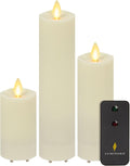 Set of 3 Flameless LED Pillar Candle with Remote Control, Ivory L159877