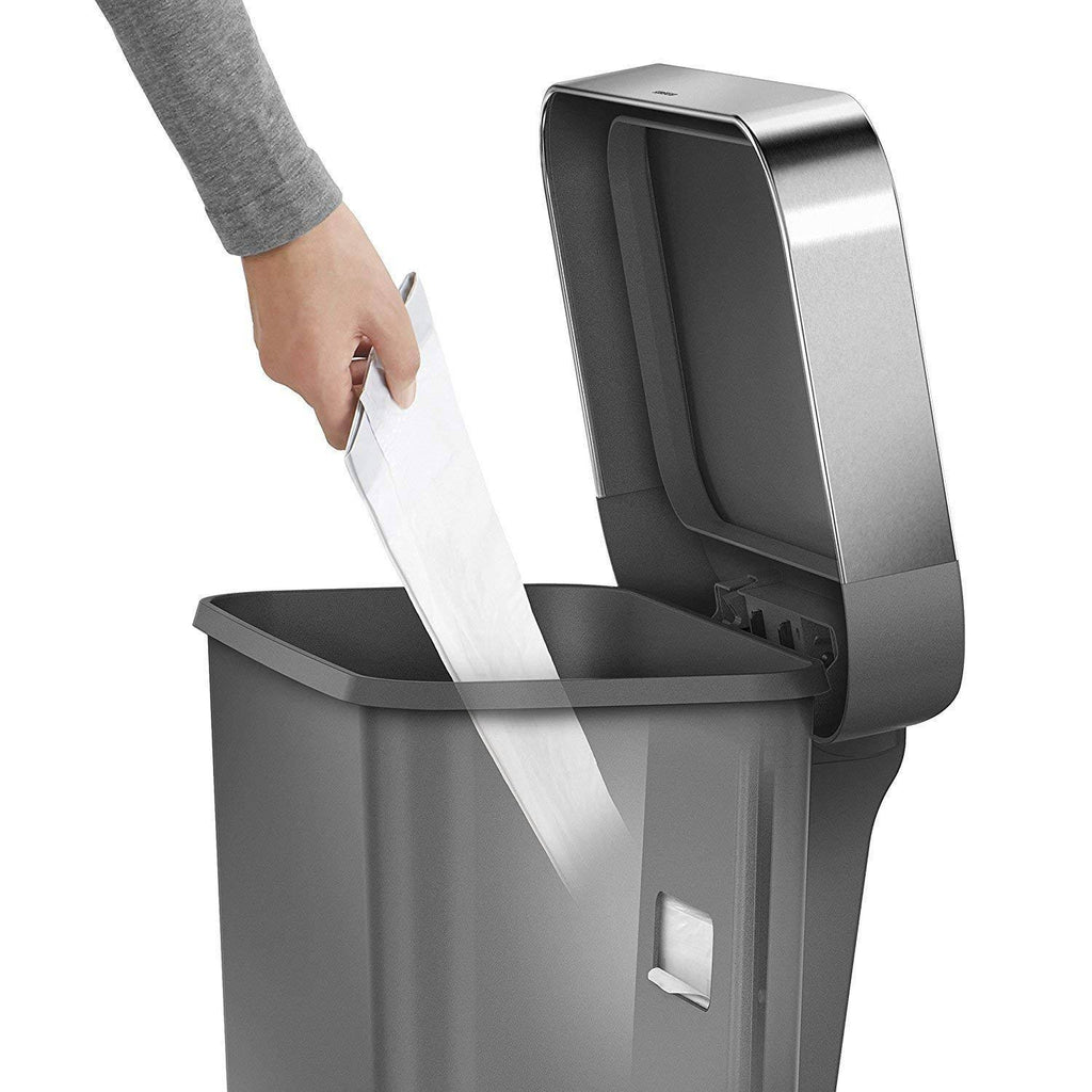 Gray 11.9 Gal Rectangular Plastic Steel Trash Can with Flip Lid and Foot Pedal M7432
