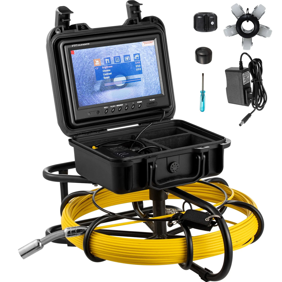 Sewer Camera 150ft/45.6m with 9 in Color LCD Monitor, IP68 Waterproof Pipe Camera J56086