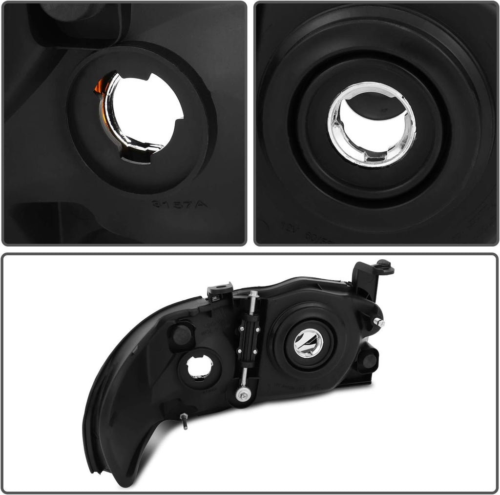 Replacement Headlight Assembly Set for Nissan Sentra 2004-2006 Chrome Housing Amber Reflector Clear Lens G12858
