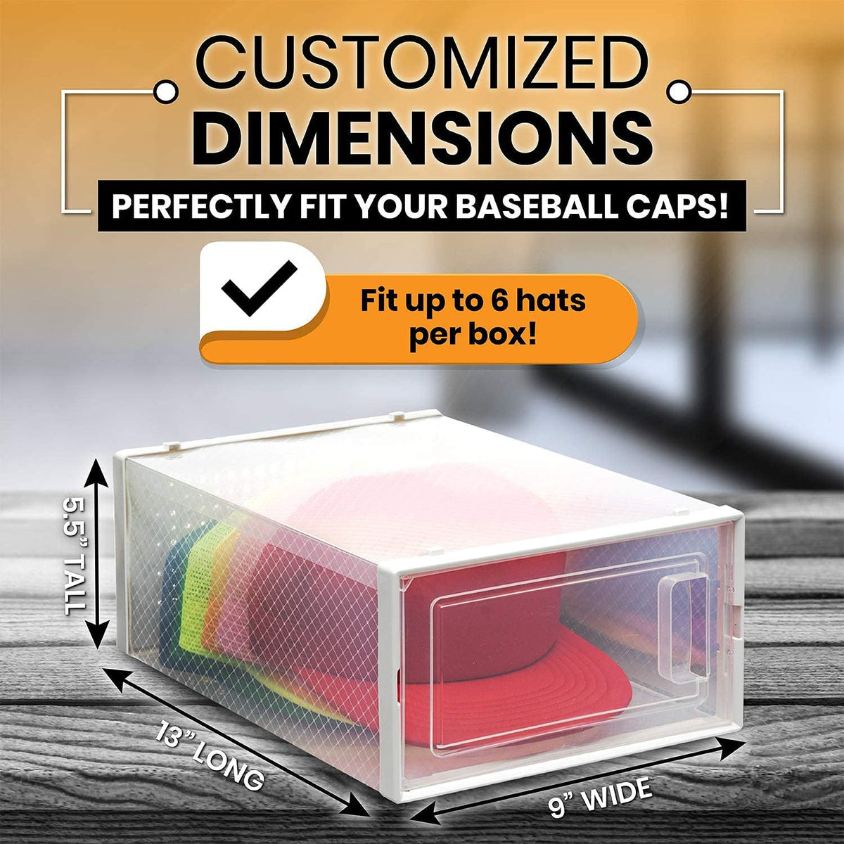 Hat Organizer Pack of 6 Transparent Hat Storage Box P72823