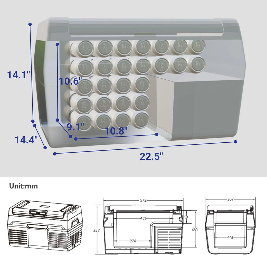 12V 50L Portable Car Refrigerator Freezer with Wheels C291131