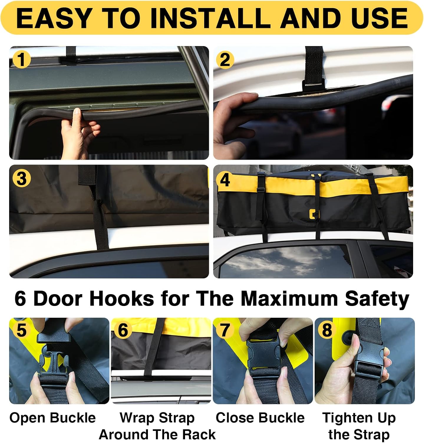 15 Cubic Feet Waterproof Rooftop Cargo Carrier with Anti-Slip Mat V597