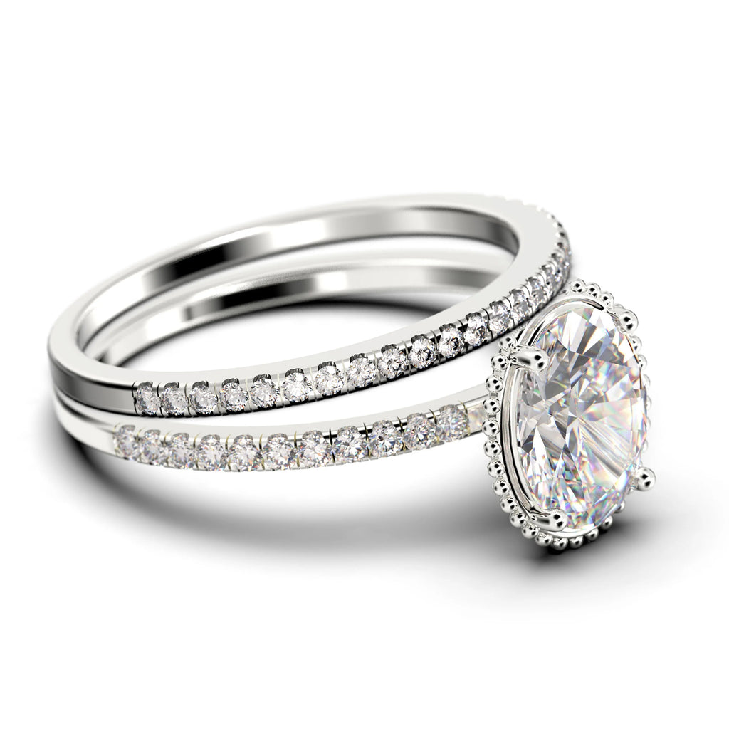 2.00 Carat Oval Cut Diamond Moissanite Engagement Ring in 925 Sterling Silver With 18k White Gold Plating A59053