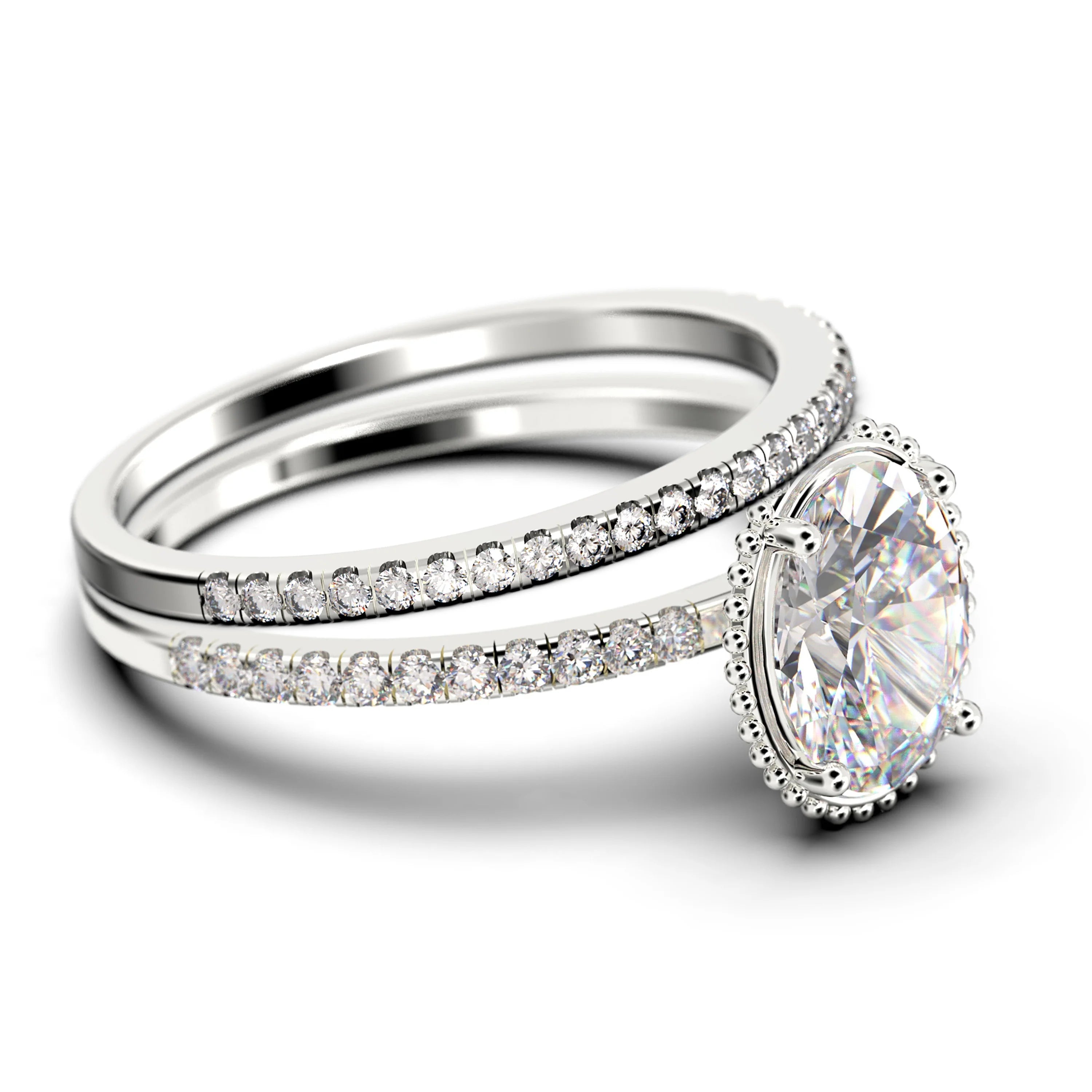 2.00 Carat Oval Cut Diamond Moissanite Engagement Ring in 925 Sterling Silver With 18k White Gold Plating A59053