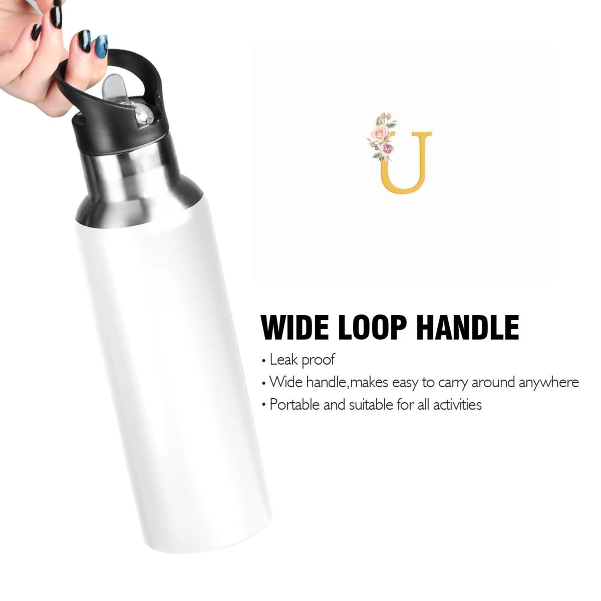 Stainless Steel Insulated Water Bottle with Straw Lid S37441