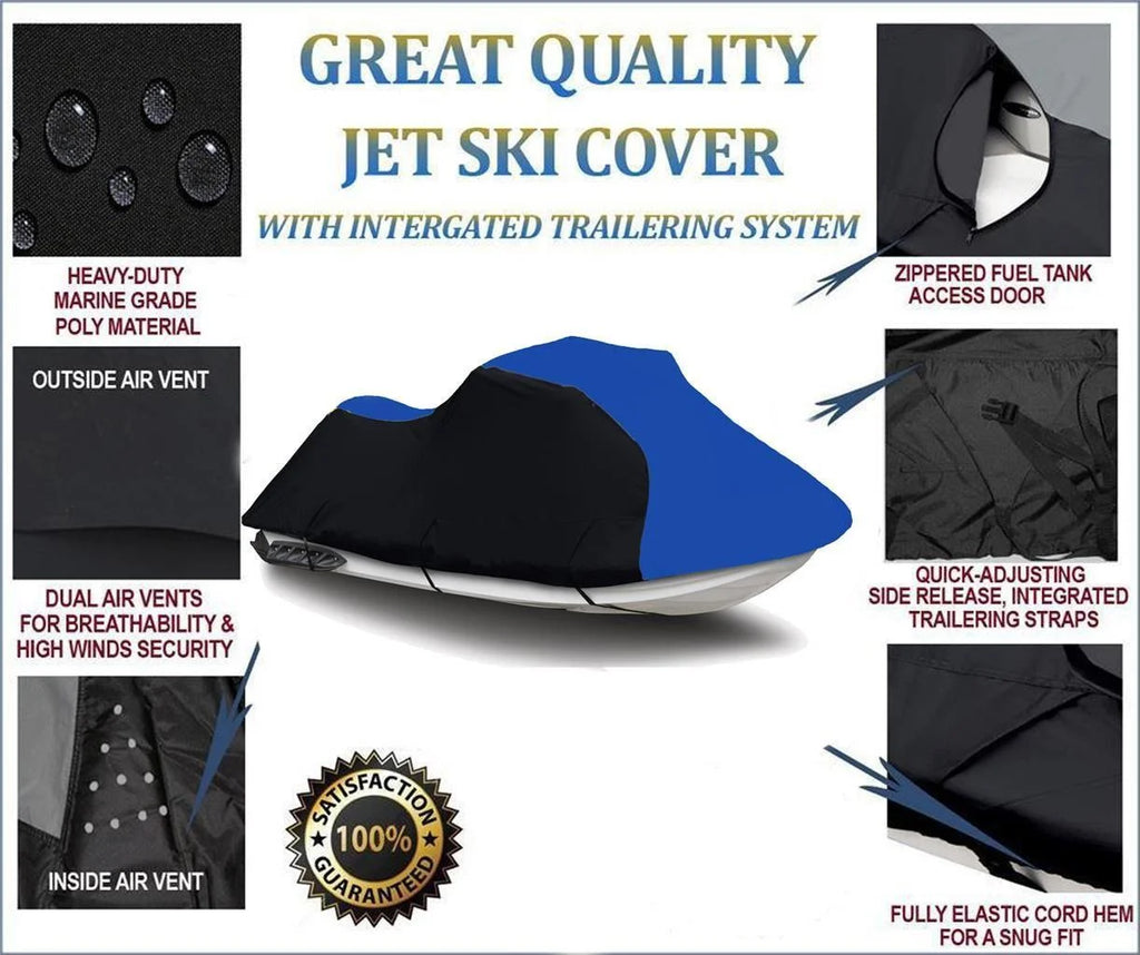Black Blue Heavy-Duty 600 Denier Jet Ski Cover C8921