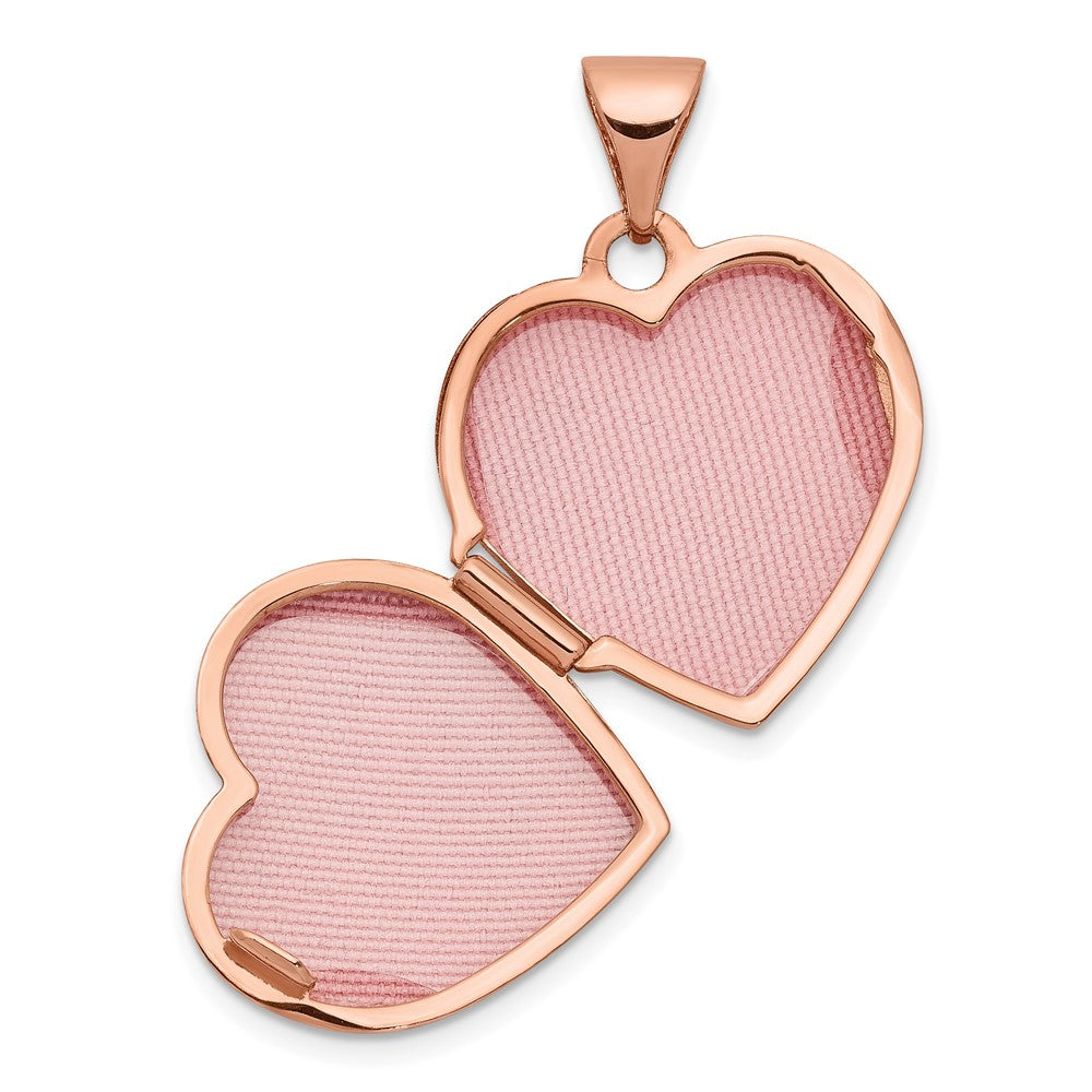 14K Rose Gold Textured Heart Locket Pendant O79452