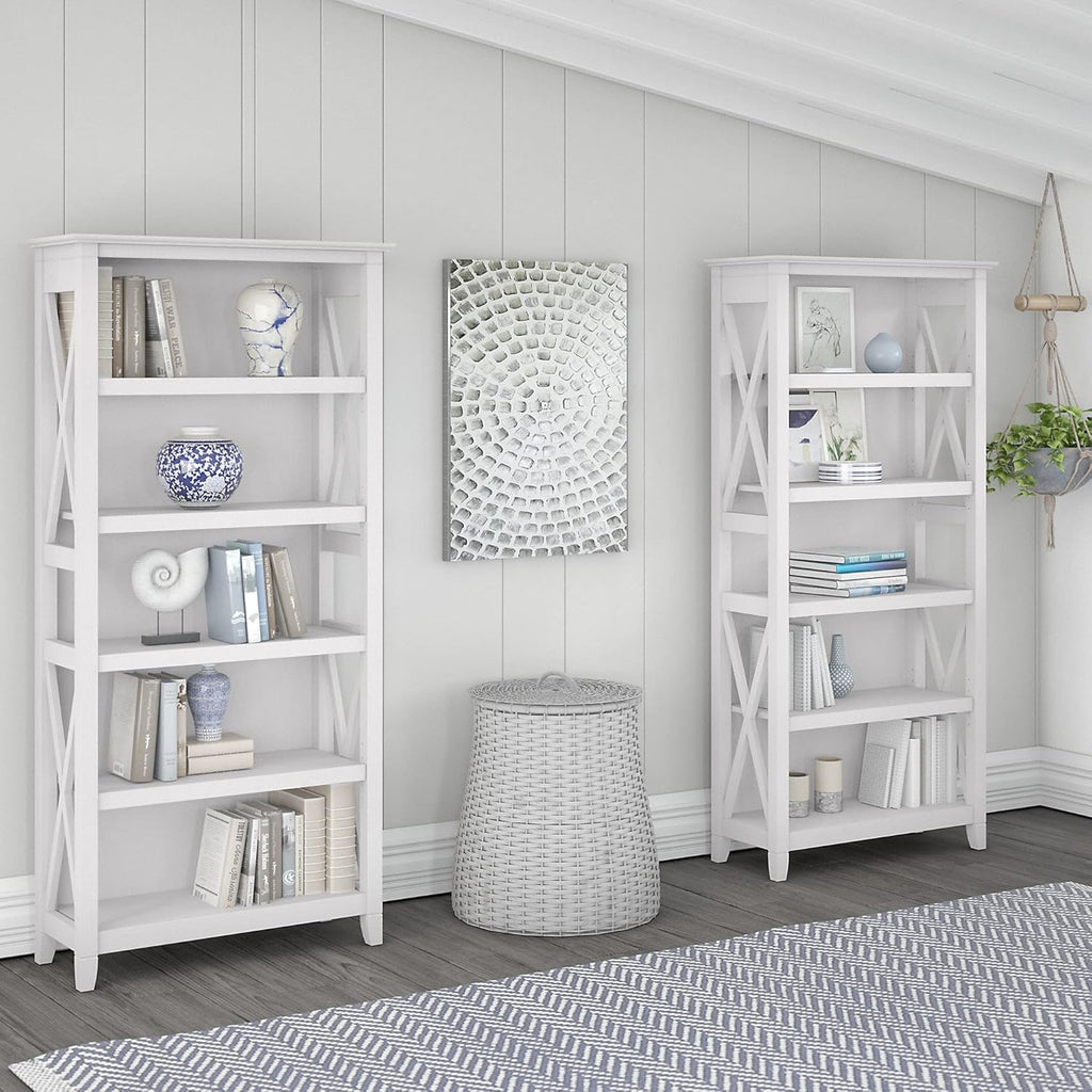 Pure White Oak 5 Shelf Bookcase Set P345471