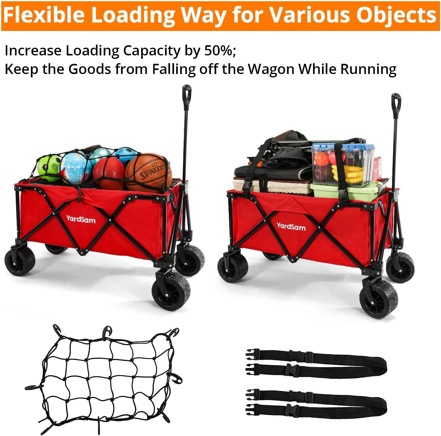 Foldable Beach and Garden Wagon Cart with Removable Wheels & Adjustable Handle B474280