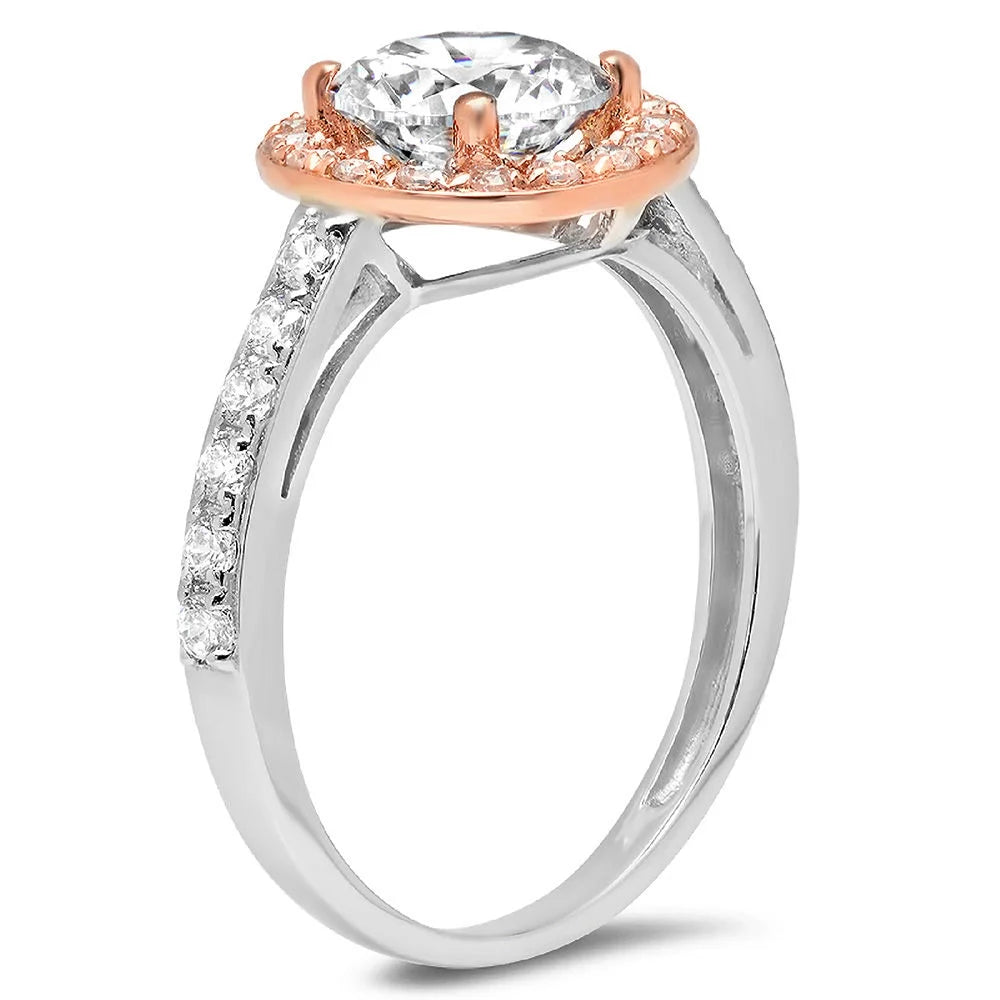18K White Rose Gold Halo Engagement Ring size 3.5 N41859