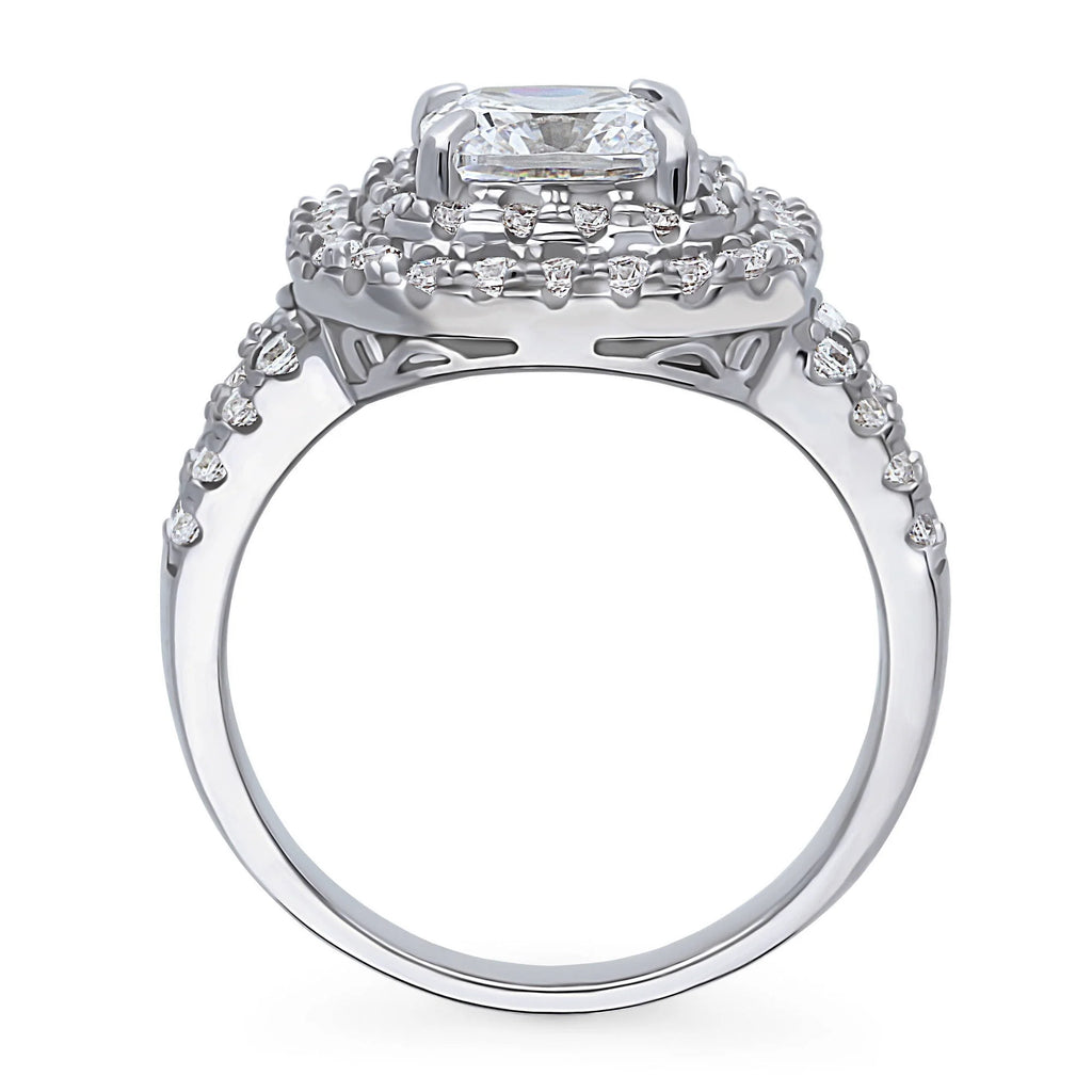Sterling Silver Cushion Cut Cubic Zirconia Split Shank Ring P48101