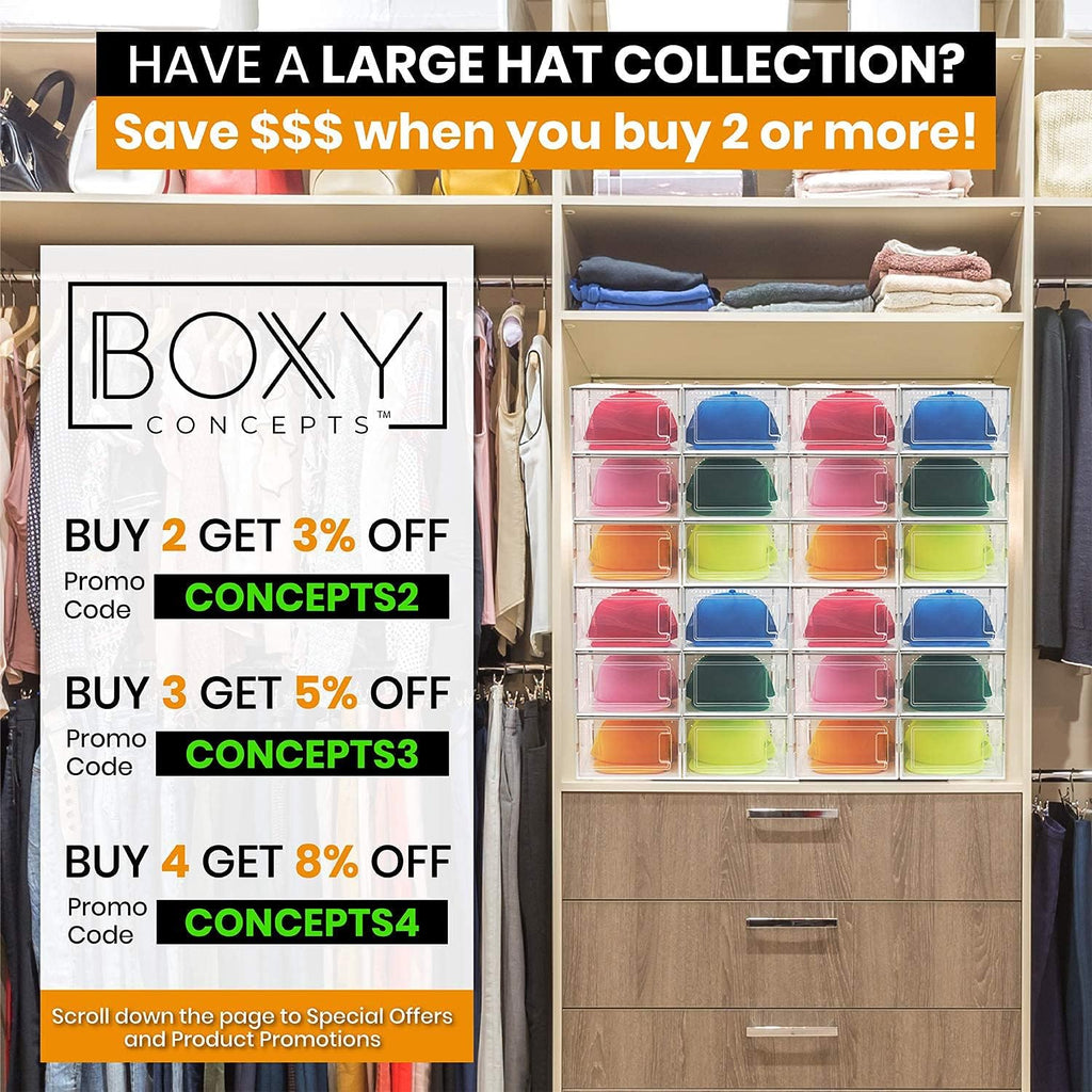 Hat Organizer Pack of 6 Transparent Hat Storage Box P72823