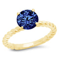 2.0ct Round Cut Blue Simulated Tanzanite 14k Yellow Gold Engagement Ring Size 9.5 M1948