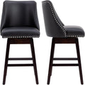 27 inch PU Leather Swivel Barstools with Wood Legs Q264365