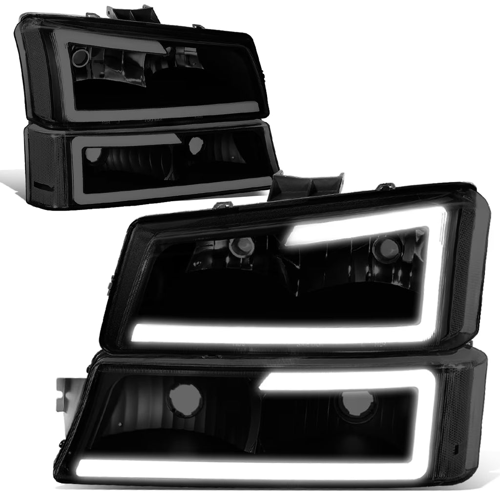 Pair 3D LED DRL Bar Headlight Dark Smoked W59093