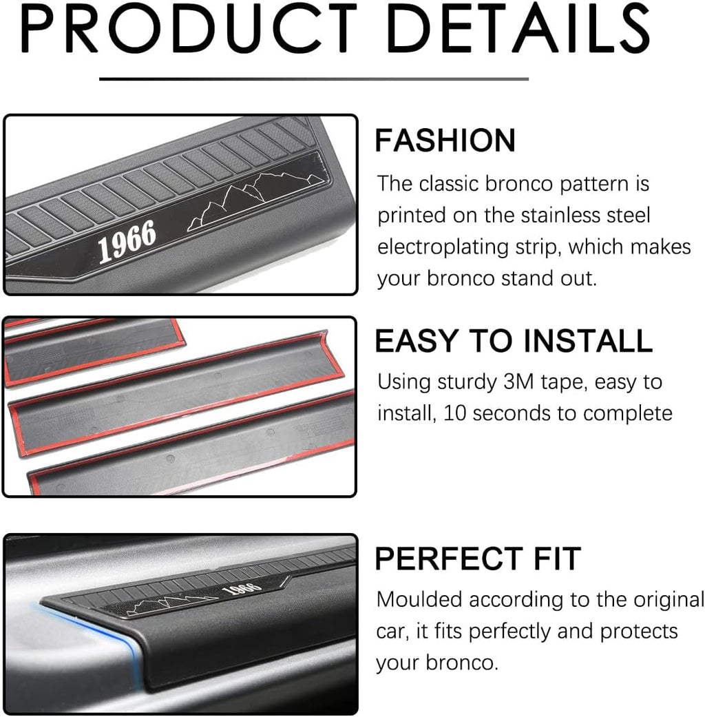 Door Sill Guards Entry Sill Plate Protection 4Pcs/Set ABS Plastic Pack of 2 D875