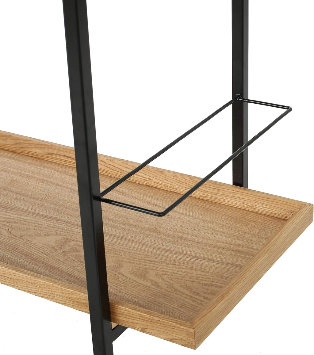 Natural Finish Black Wooden Bar Cart Y360613