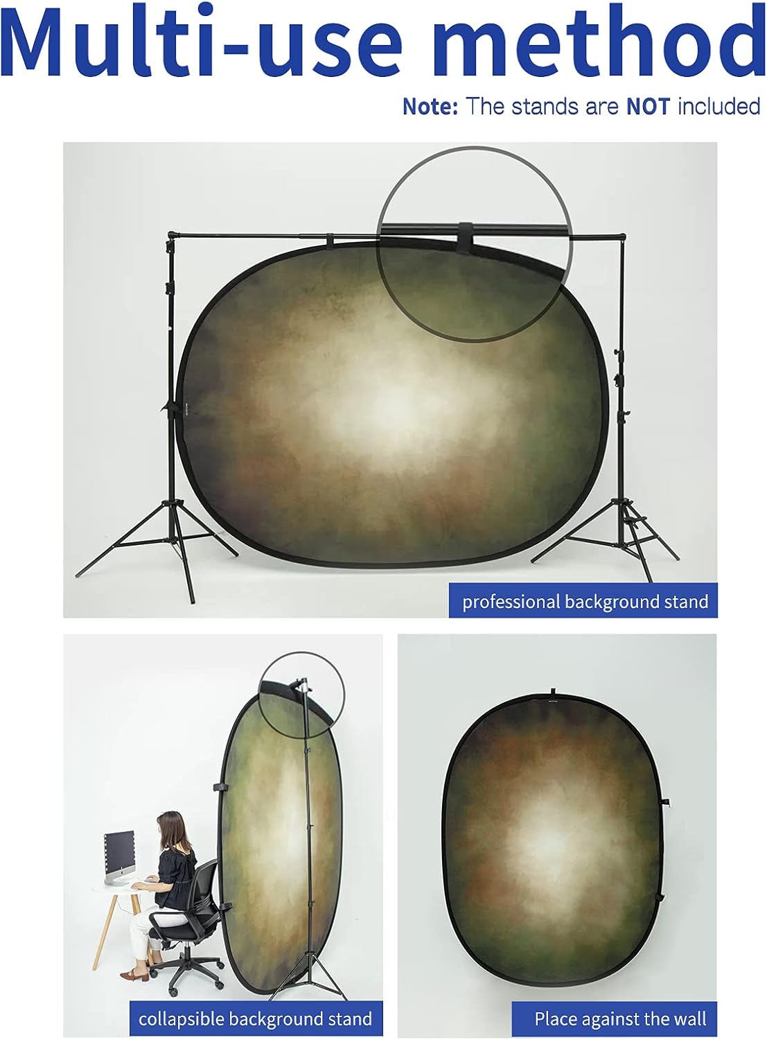 5x6.5ft Double Side Pop-up Collapsible Background Microfiber Gray Grey Abstract Backdrops with Carry Bag C896