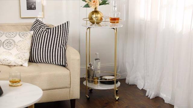 Faux Marble Bar Cart J3912