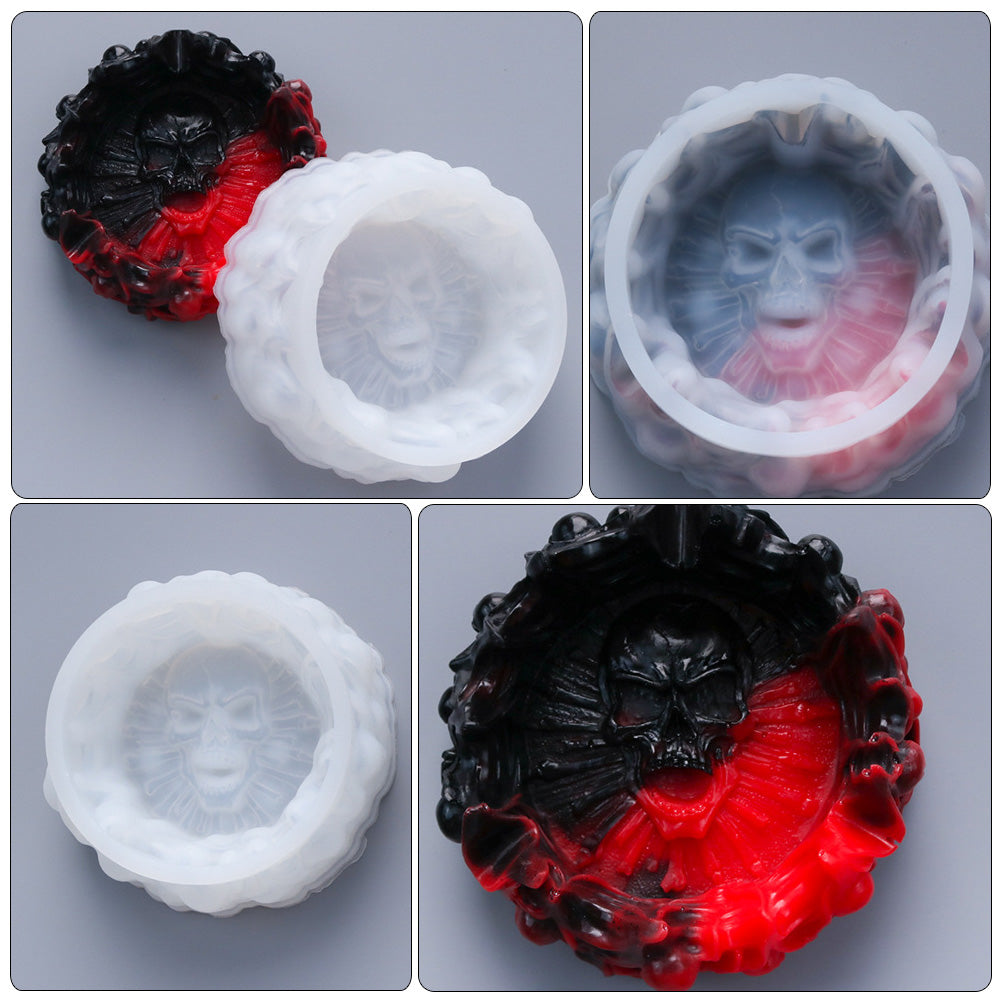 White Silica Gel Skull Ashtray Mold M156748