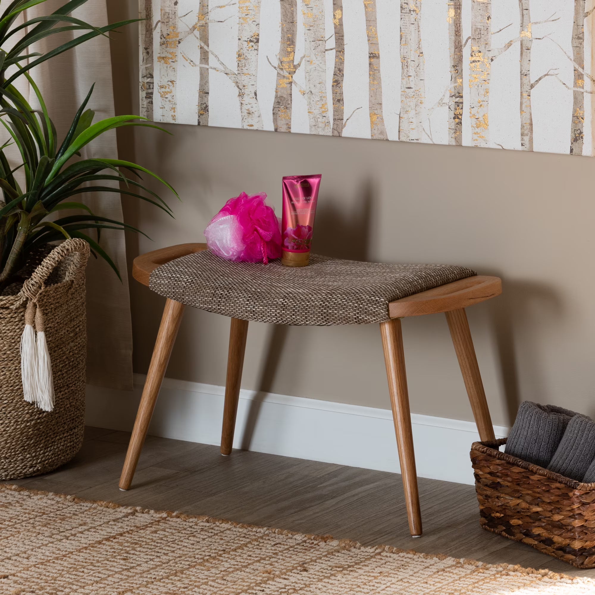 Light Brown Upholstered Bench T83832