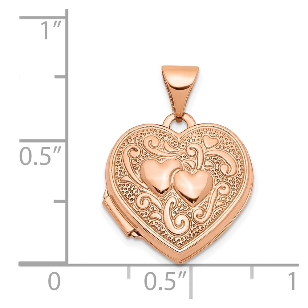 14K Rose Gold Textured Heart Locket Pendant O79452